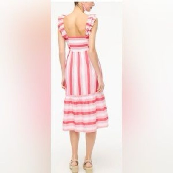 NWT! J. Crew Pink Striped Cotton Midi Dress. Size 14. - Picture 6 of 6